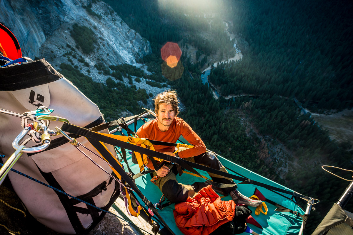 Alex Buisse climbing up The Nose in California.