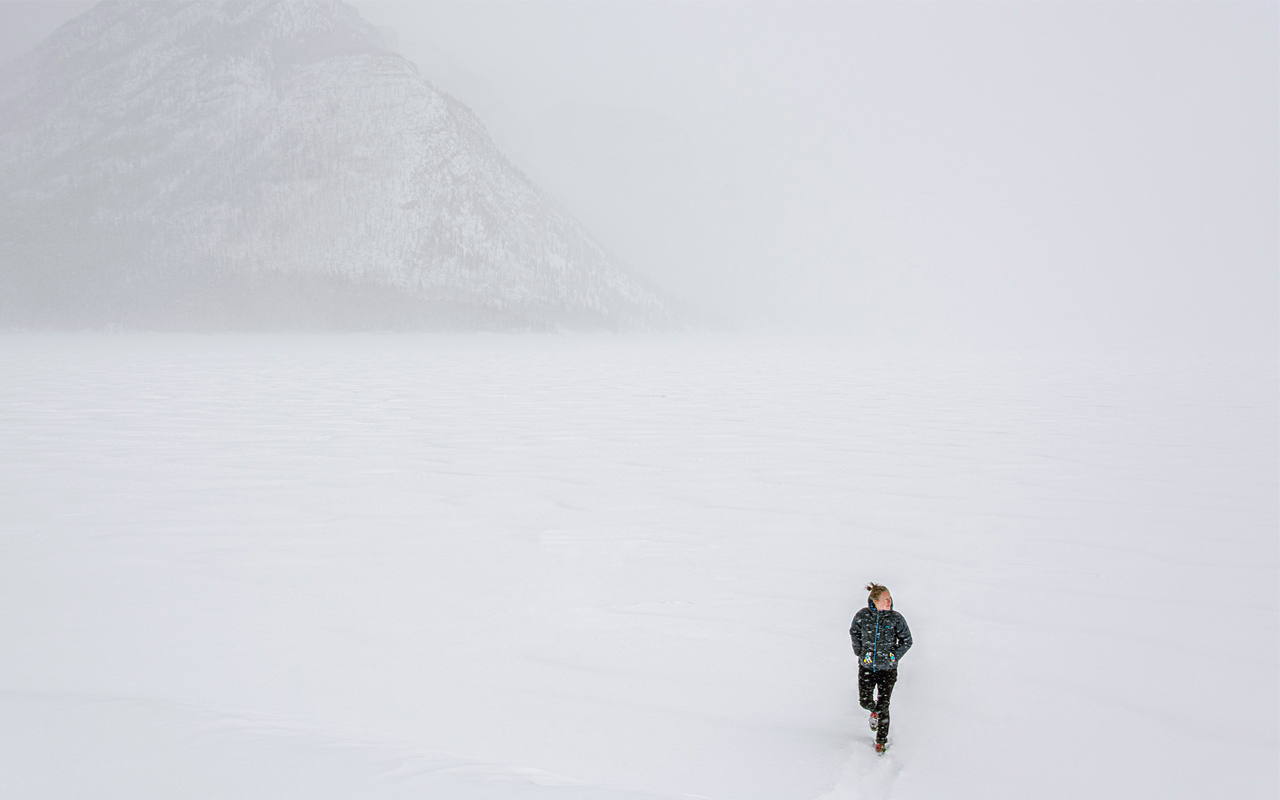Kate Harris wanders through a snowy tundra. 