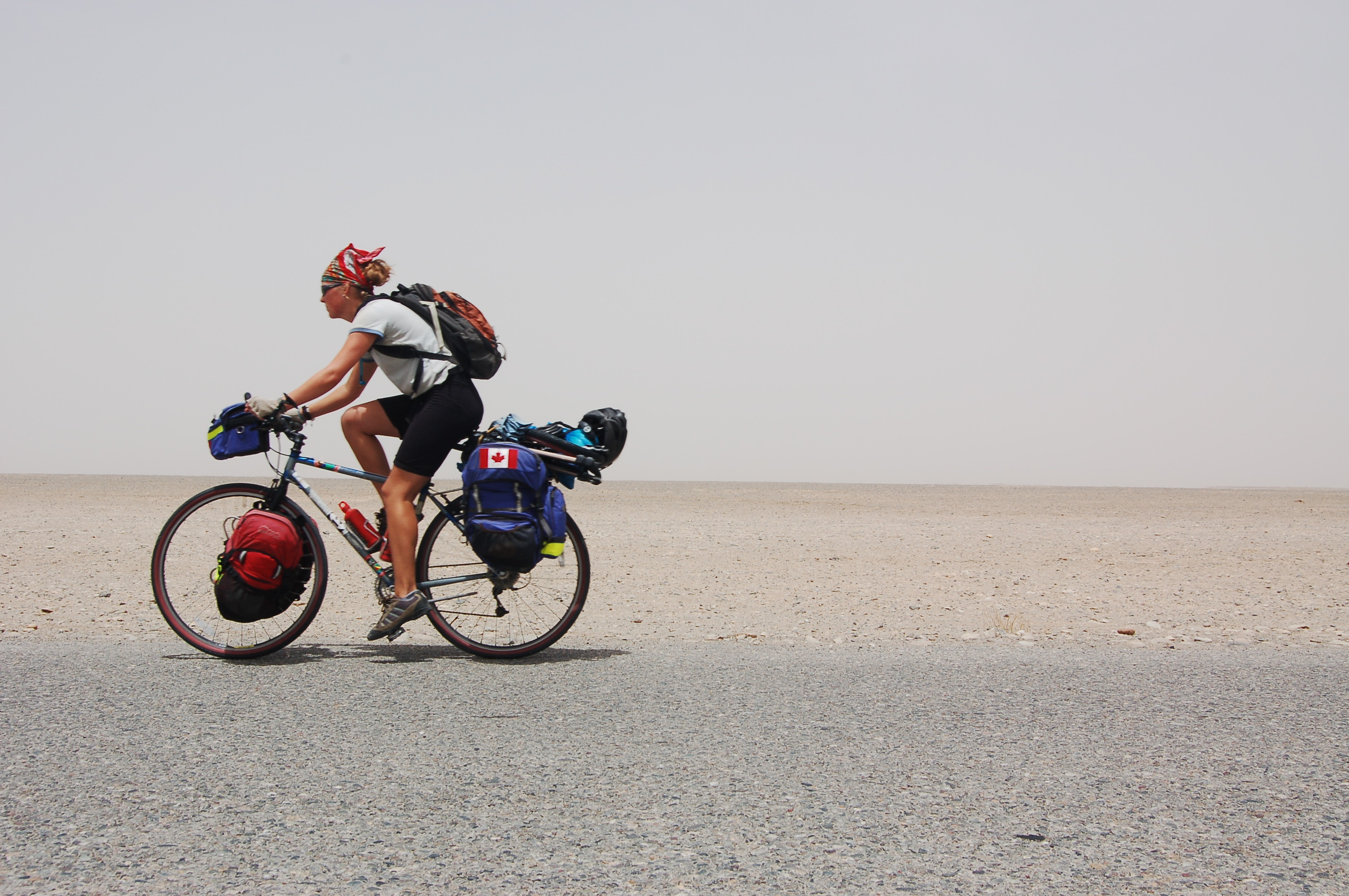 Kate Harris cycling in Tibet