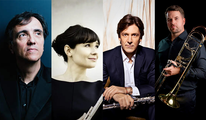 Left to right: Éric Le Sage, photo by Nicolas Guerin. Magali Mosnier, photo courtesy of the artist.  Paul Meyer, photo by Edith Held Vandoren. Lee Allen, photo courtesy of the artist. Headshots of Left to right: Éric Le Sage, photo by Nicolas Guerin. Magali Mosnier, photo courtesy of the artist.  Paul Meyer, photo by Edith Held Vandoren. Lee Allen, photo courtesy of the artist.