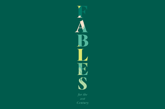 "Fables" written in a green camouflage in a top-to-bottom vertical orientation. 