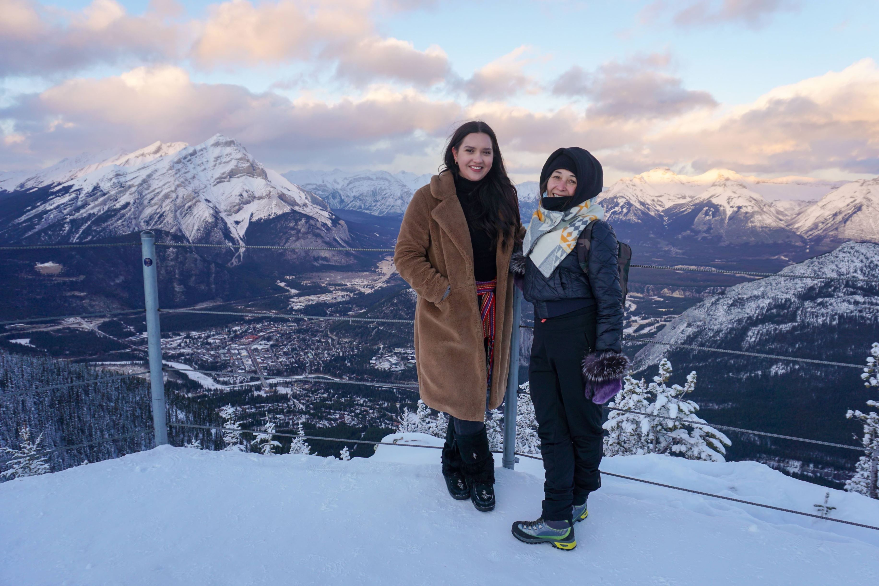 Julie Lumsden and Renetta Arluk on top of Sulphur Mountain