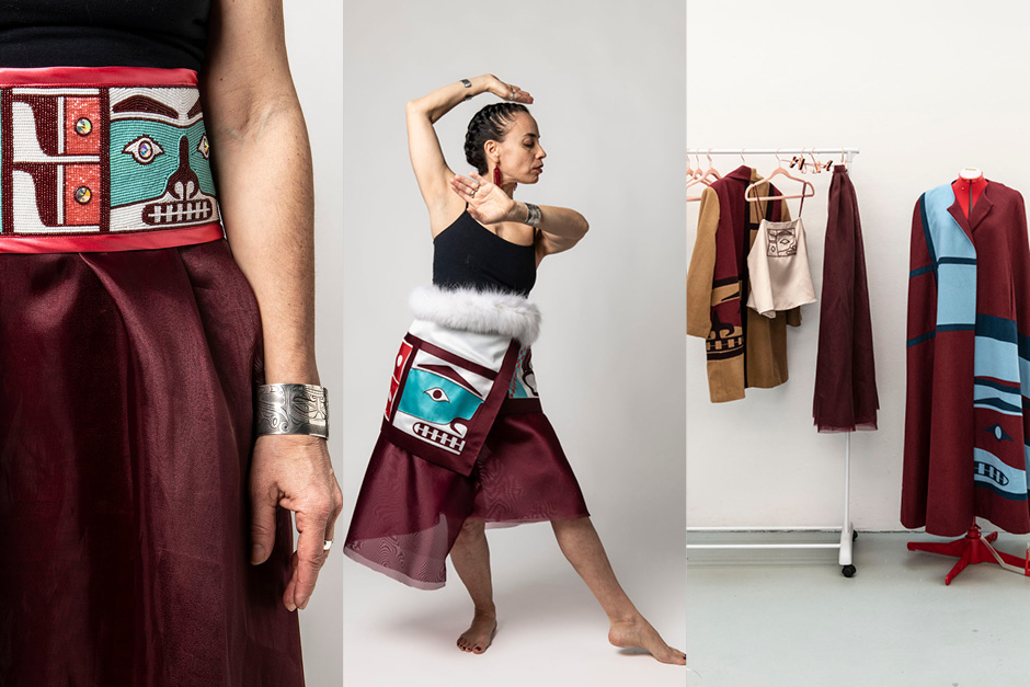 Designs by Rebecca Baker-Grenier, Indigenous Haute Couture 2022, photos by Rita Taylor