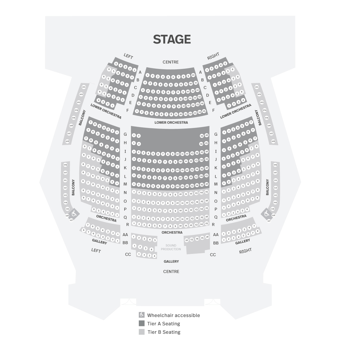 Jenny Belzberg Theatre seat map for the 15th BISQC