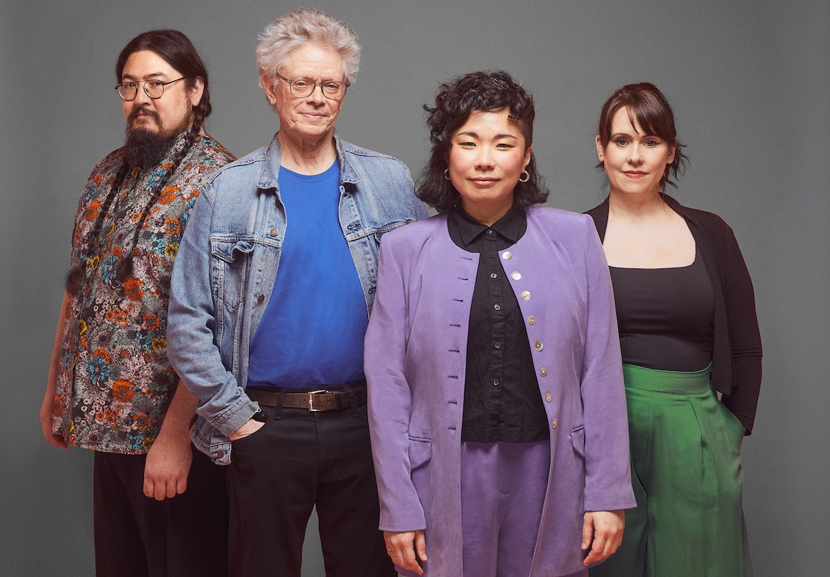 Image of the Kronos Quartet. From Left to Right: Paul Wiancko (cello), David Harrington (violin), Ayane Kozasa (viola) and Gabriela Díaz (violin). Photo Credit: Danica Taylor.