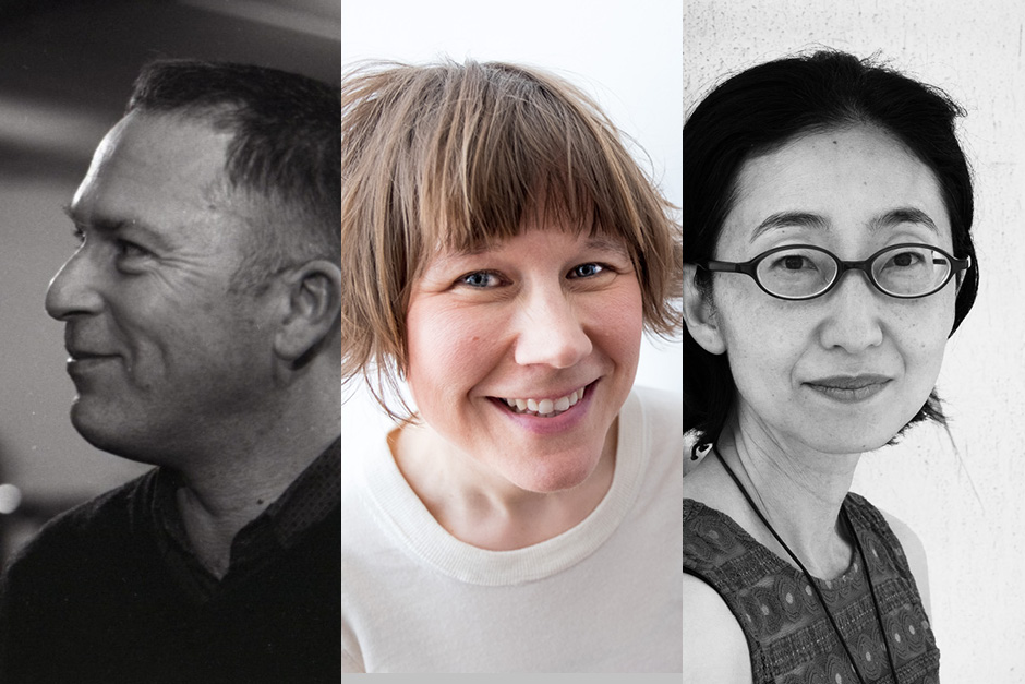 Faculty of the Late Spring Writers residency Philip Terry, Jessica Westhead, and Sawako Nakayasu