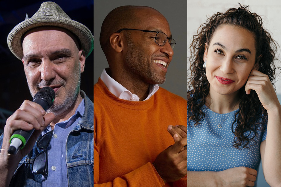 Faculty of the Sports Journalism residency Dave Bidini, Morgan Campbell, and Mirin Fader