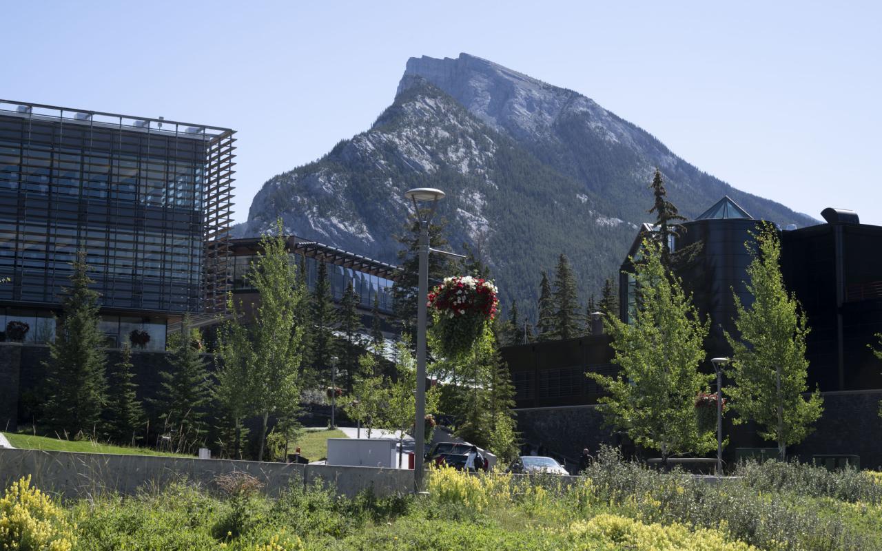 Banff Centre Campus, Cascade Mountain in the Background. 