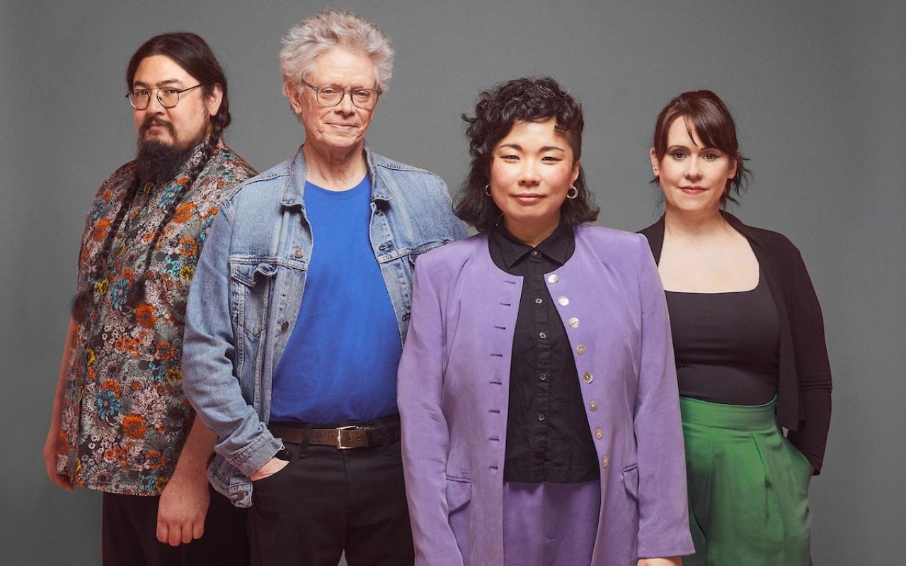 Image of the Kronos Quartet. From Left to Right: Paul Wiancko (cello), David Harrington (violin), Ayane Kozasa (viola) and Gabriela Díaz (violin). Photo Credit: Danica Taylor.