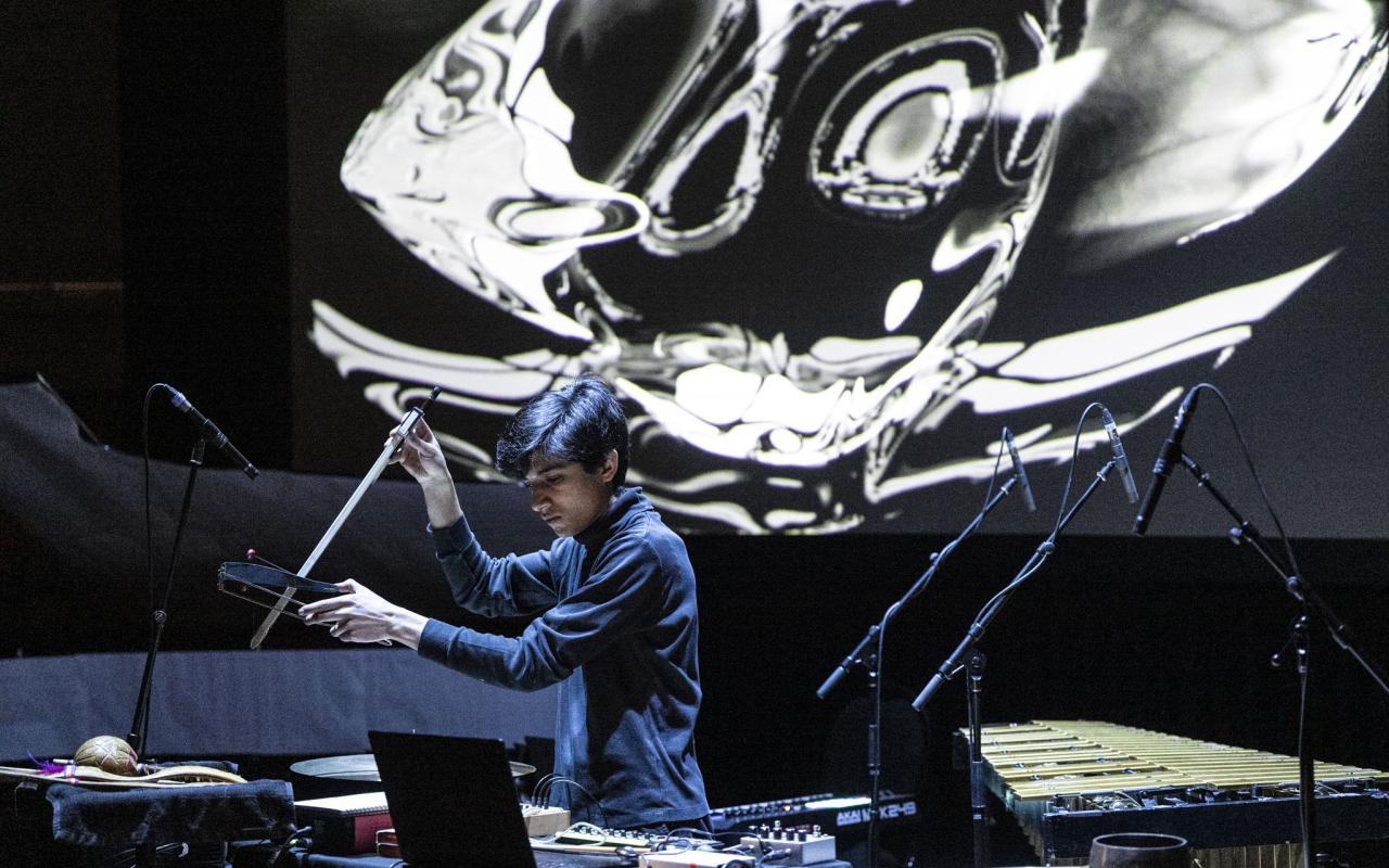 Aditya Bhat (percussion), BMir Participant Concert 2025, photo by Rita Taylor.
