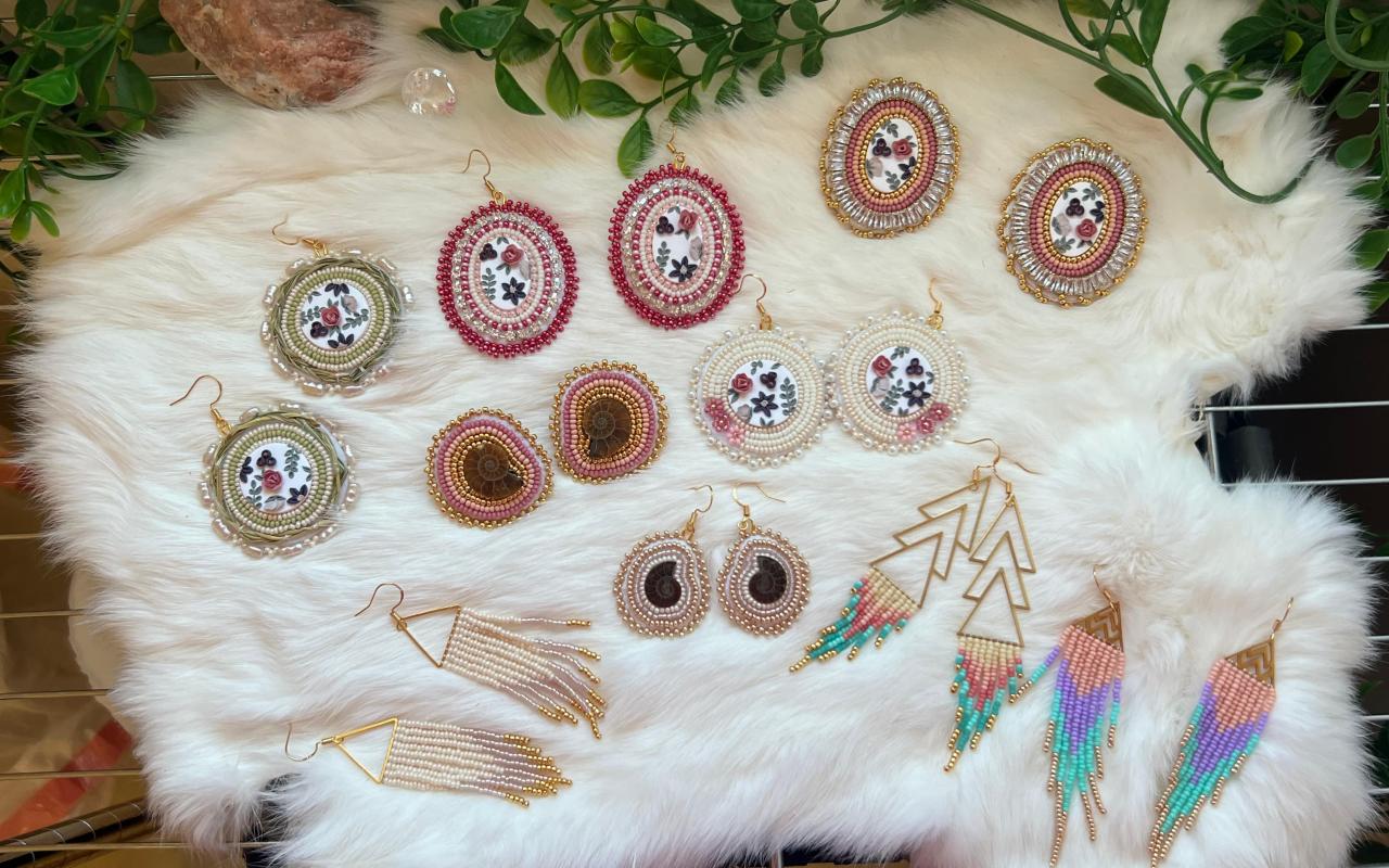 Beaded earrings by Midnight Sun Elegance.