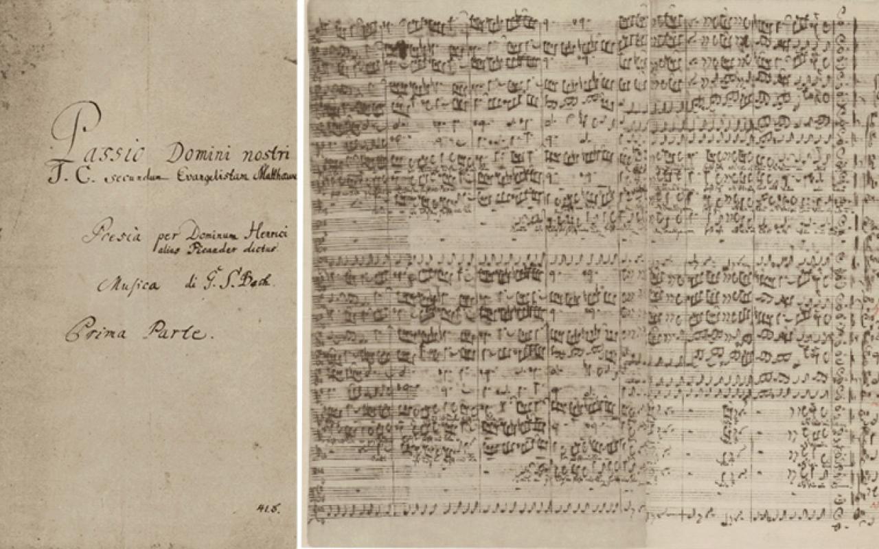 Title page of Bach's St Matthew Passion autograph score and portion Original Composition