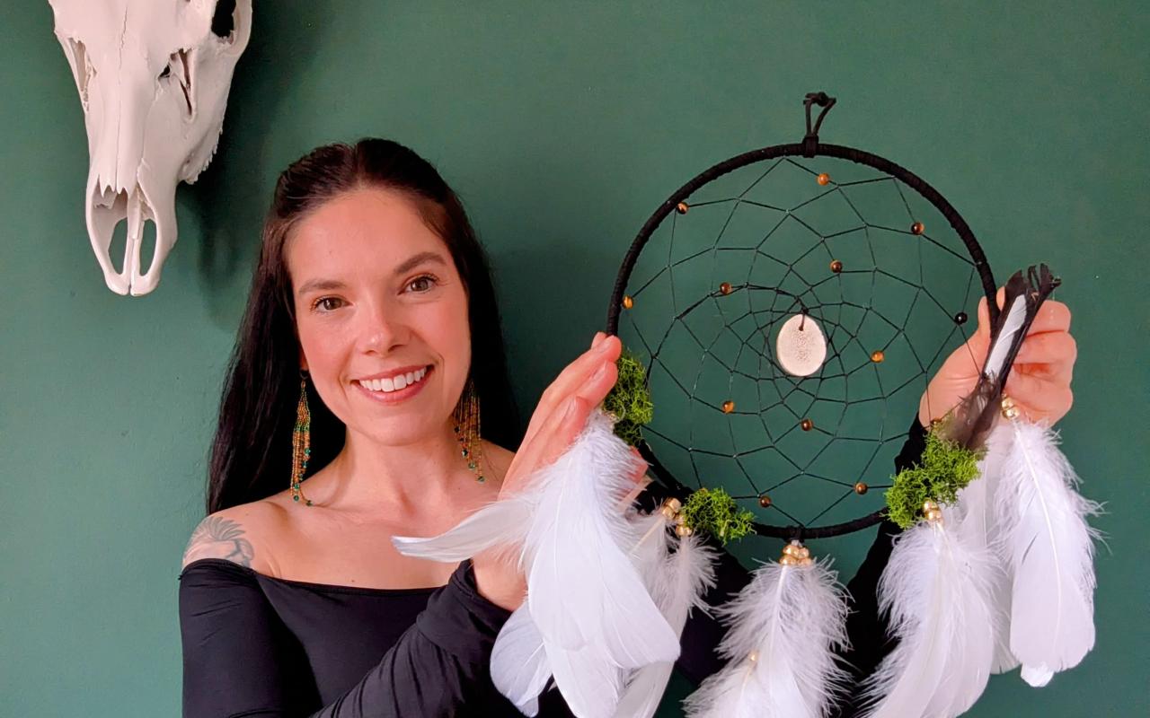 Artist, Chanel, with an 8 inch dream catcher