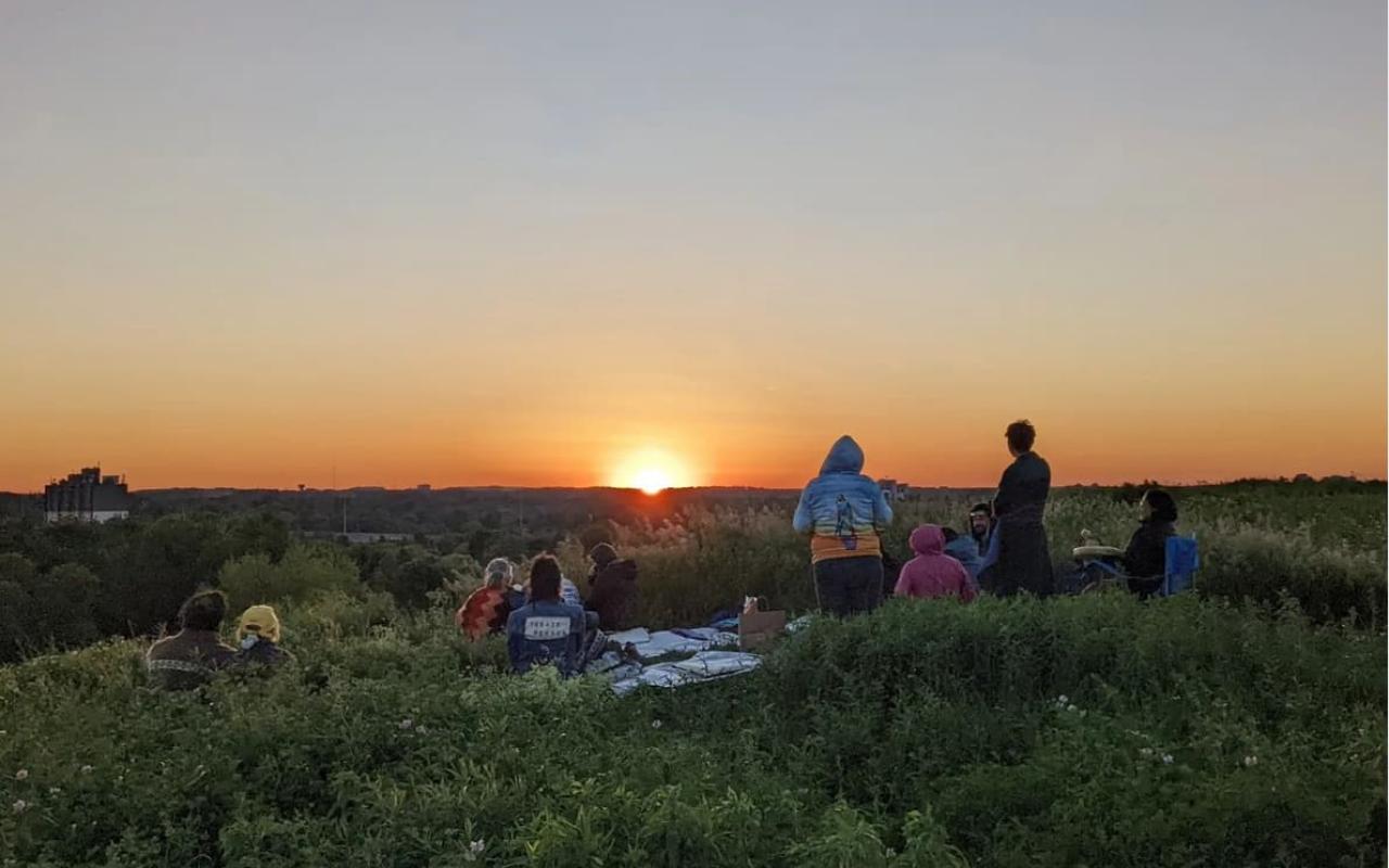 T’uy’t’tanat-Cease Wyss and Anne Riley, Sunset at Mount Trashmore Park, 2022