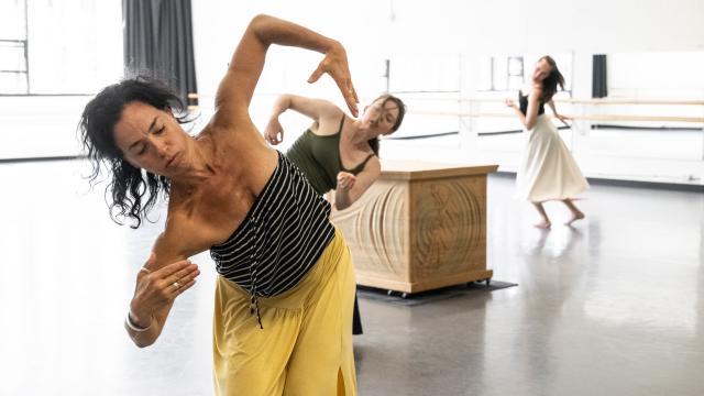 Women dancing in studio