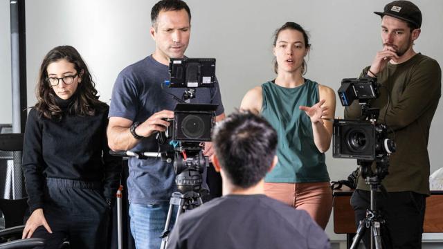 Participants in an adventure filmmaking workshop