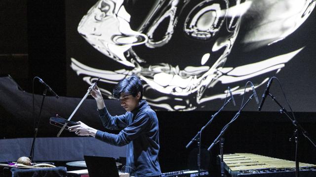 Aditya Bhat (percussion), BMir Participant Concert 2025, photo by Rita Taylor.