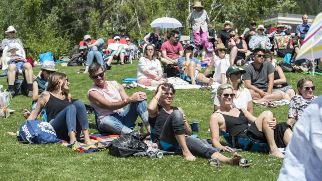 group of people seating on the grass on summer time 