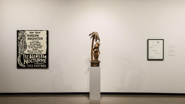 Installation view of A Harlem Nocturne by Deanna Bowen