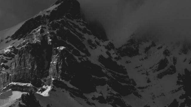 Sarah Kernohan's studio at Banff Centre: photo of a mountain