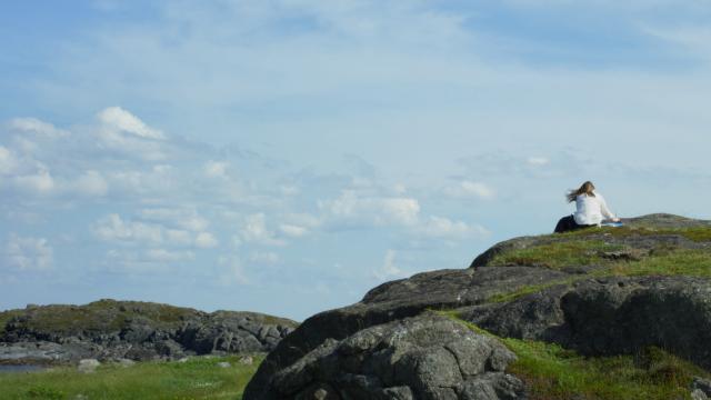Landscape with large rock on Fogo Island