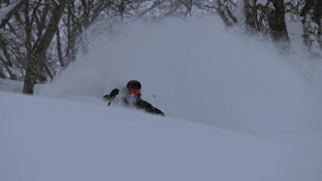 skier in deep snow